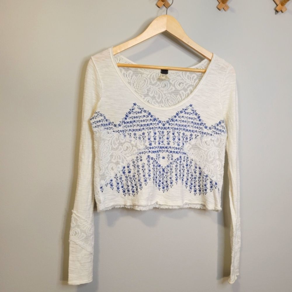Free People We The Free Aztec Bohemian Long Sleeve Top XS